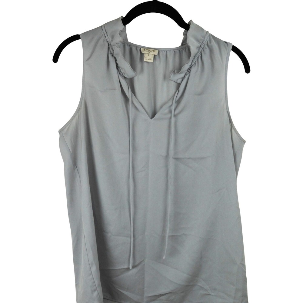 J. Crew Tie-Neck‎ Top Gray Size 4 Small Blouse
